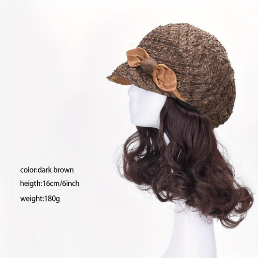 Short Curly Synthetic Hat Wig for Women Autumn Winter Warm 15 24 cm