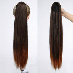 Long Straight Drawstring Ponytail Synthetic Hair Extension