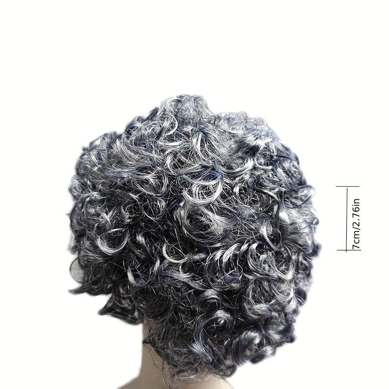 Grey Short Afro Curly Wig With Bangs - Cosplay Halloween Party