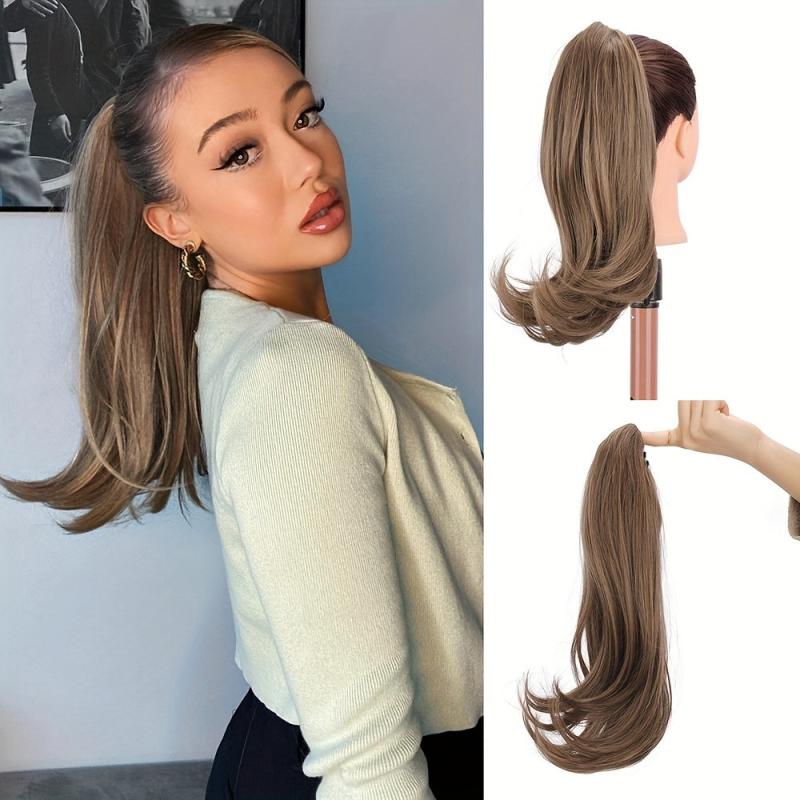 Golden Brown Curly Ponytail Hair Extension