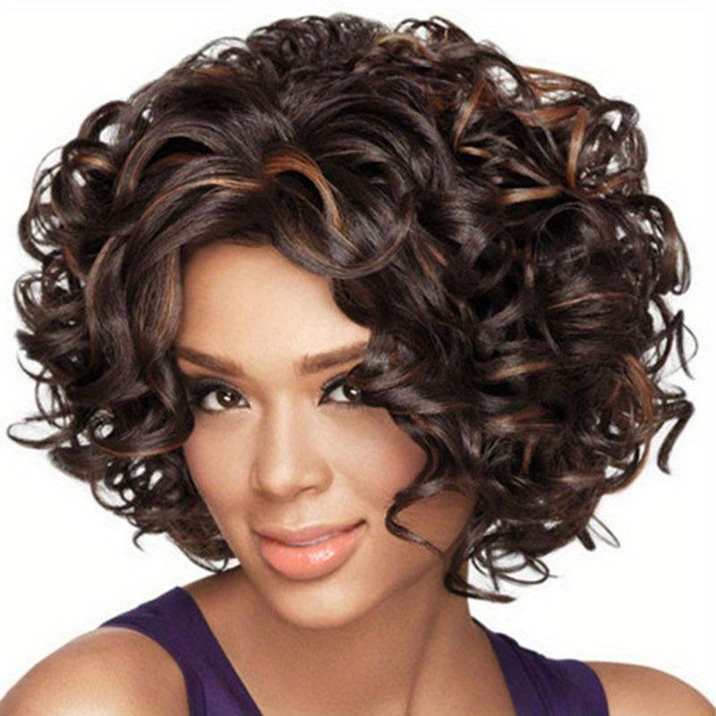 Short Curly Hair Wig for Women Synthetic Fiber Hair Replacement Wigs
