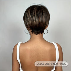 Short Pixie Cut Straight Layered Wigs With Bangs for Women