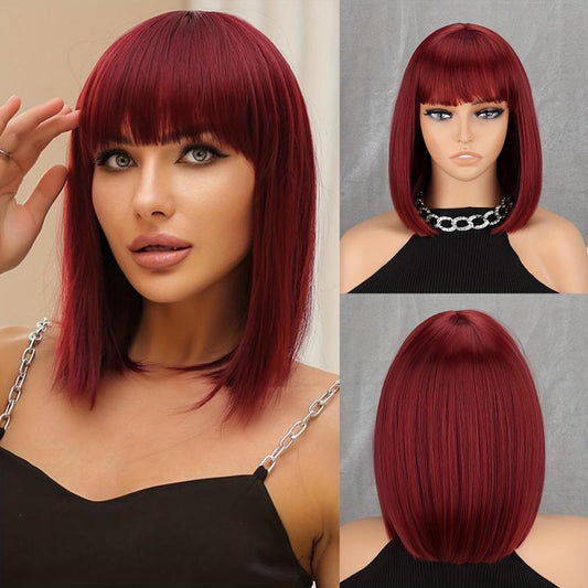 30 48 Cm Purple Bob Cut Wig Short Synthetic Hair Replacement for Women Girls