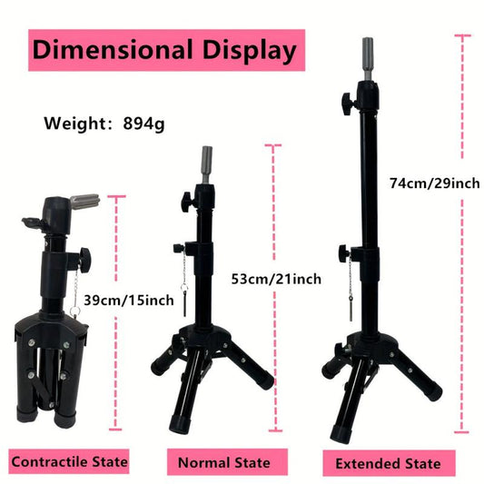 Mini Mannequin Head Stand Wig Stand Tripod Adjustable 38 1 73 66 Cm