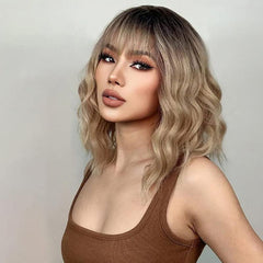 Short Wavy Synthetic Wig Colorful Daily Party Women Natural Look