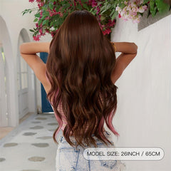 Long Wavy Wig With Bangs Synthetic Hair Heat Resistant