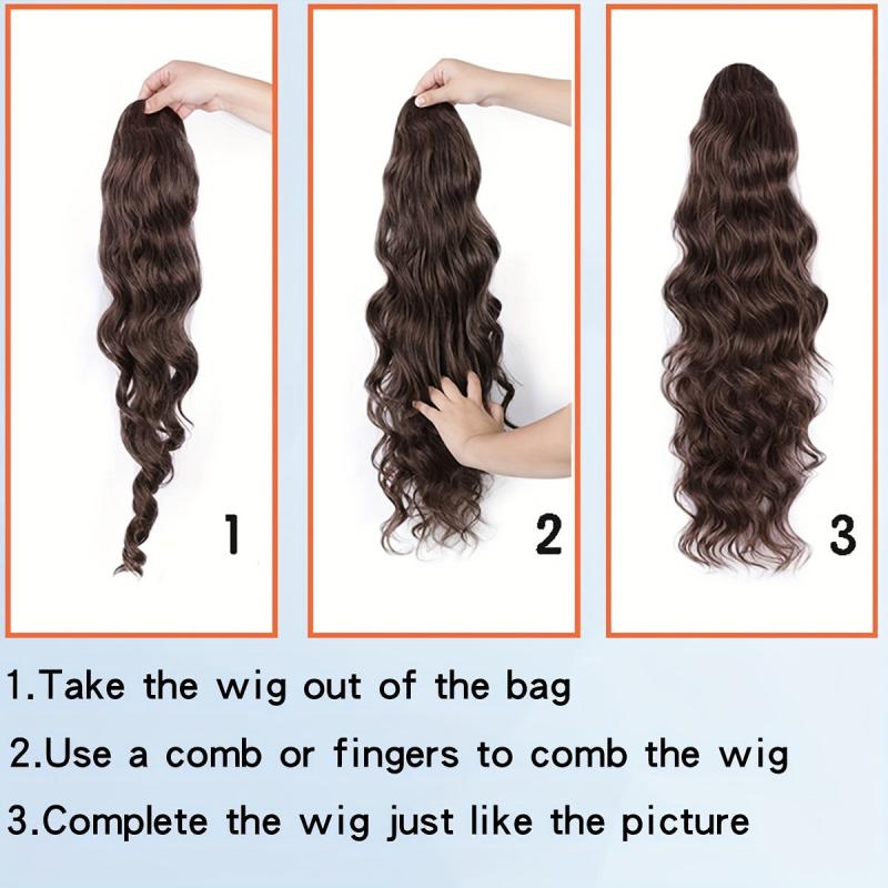 Long Curly Ponytail Hairpiece For Women Wavy Ponytail Extensions Wig