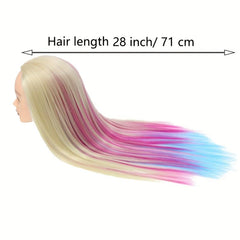 Training Head 71 12 Cm Hairdresser Head Synthetic Fiber Hair Styling Head