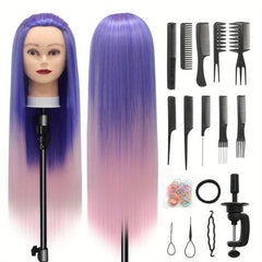 Training Head 71 12 Cm Hairdresser Head Synthetic Fiber Hair Styling Head