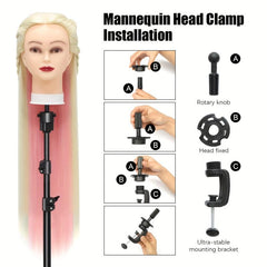 Training Head 71 12 Cm Hairdresser Head Synthetic Fiber Hair Styling Head