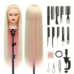 Training Head 71 12 Cm Hairdresser Head Synthetic Fiber Hair Styling Head