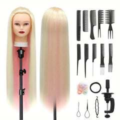 Training Head 71 12 Cm Hairdresser Head Synthetic Fiber Hair Styling Head