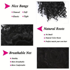 Afro Curly Puff Topper With Hair Bangs Synthetic Clip In