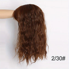 Water Wave Curly Hair Topper Wig with Bangs Clip In Hair Extensions Toppers