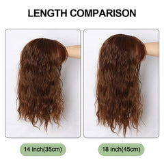 Water Wave Curly Hair Topper Wig with Bangs Clip In Hair Extensions Toppers