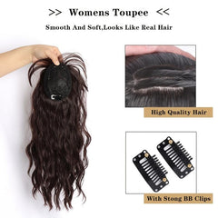 Water Wave Curly Hair Topper Wig with Bangs Clip In Hair Extensions Toppers