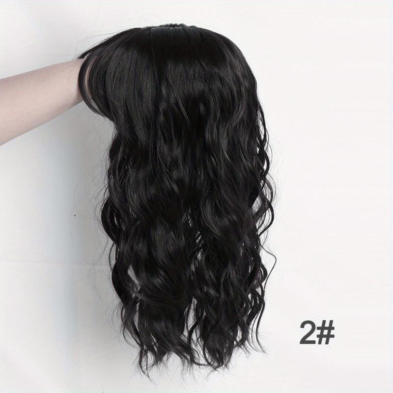 Water Wave Curly Hair Topper Wig with Bangs Clip In Hair Extensions Toppers