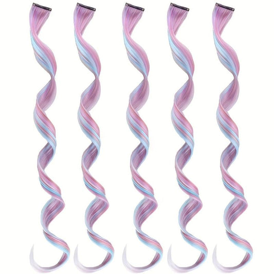 5pcs Colored Hair Extensions for Women 55-88 cm