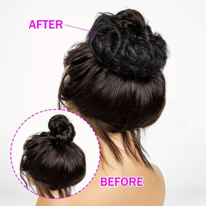 Curly Hair Bun Ponytail Extension Short Human Hairpiece