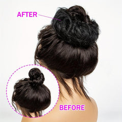 Curly Hair Bun Ponytail Extension Short Human Hairpiece