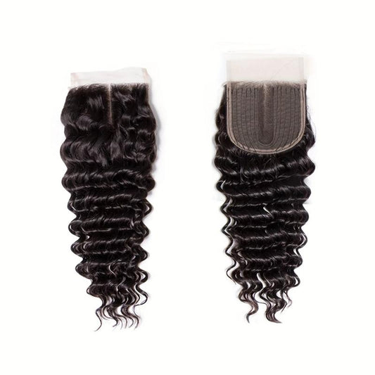 Brazilian Deep Wave Human Hair Closure 4x4 Lace Middle Part
