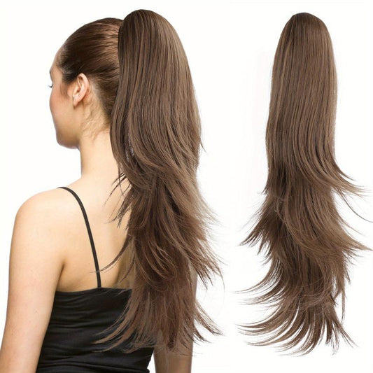Long Layered Wavy Claw Clip Ponytail Hairpiece Natural Synthetic Wig 55 88 Cm