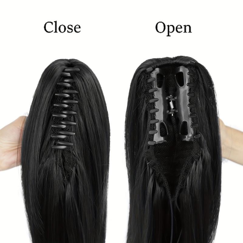 Long Layered Wavy Claw Clip Ponytail Hairpiece Natural Synthetic Wig 55 88 Cm