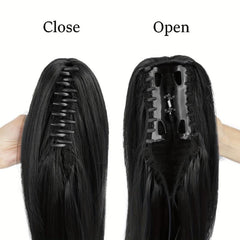 Long Layered Wavy Claw Clip Ponytail Hairpiece Natural Synthetic Wig 55 88 Cm