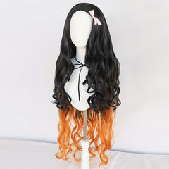 Two Tone Gemini Hair Long Curly Synthetic Wig for Halloween Cosplay Party