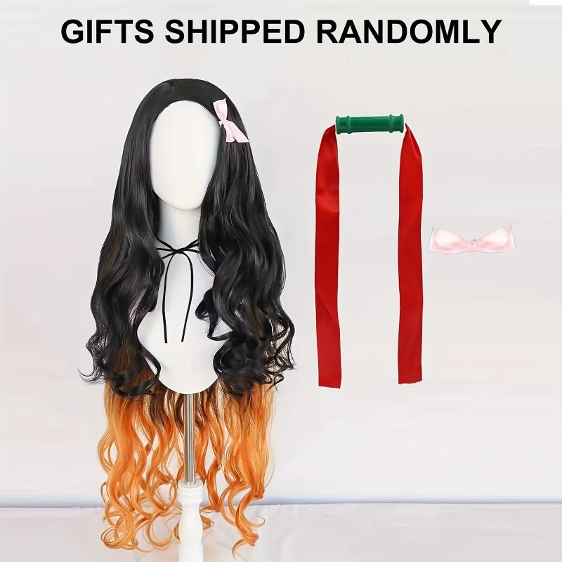 Two Tone Gemini Hair Long Curly Synthetic Wig for Halloween Cosplay Party
