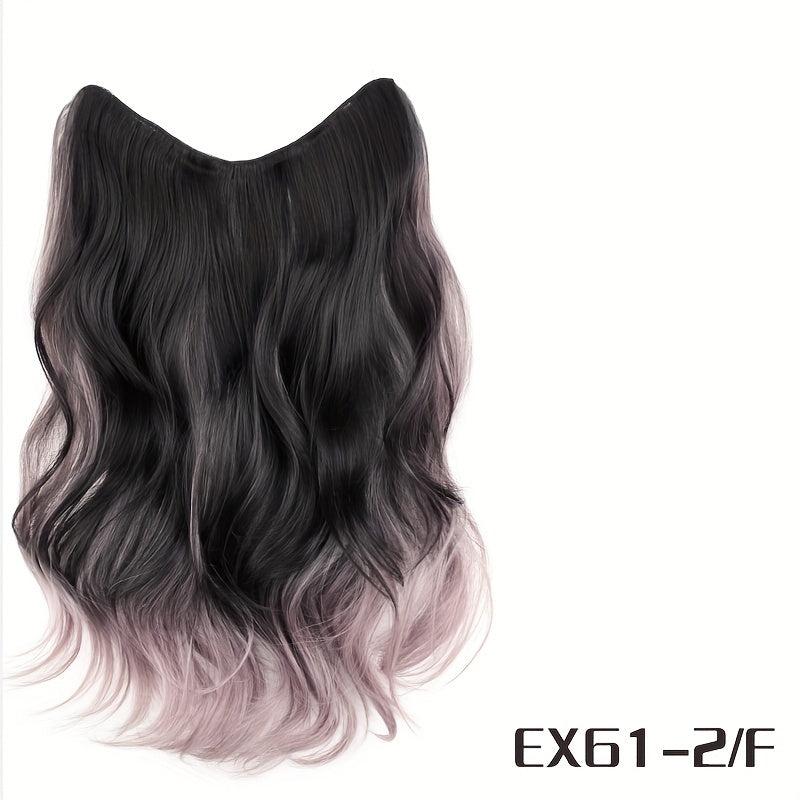 Ombre Long Wavy Hair Pieces Synthetic Clip In Hair Extensions