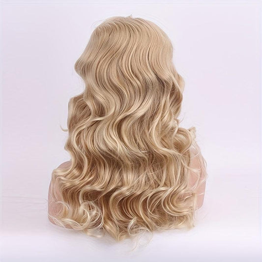 Ombre Golden long Curly Wavy Synthetic Wig for Women Daily Party Wear