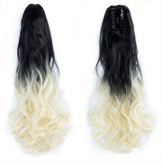 55 88 Cm Long Wavy Ponytail Extensions Synthetic Clip In Hair Extensions