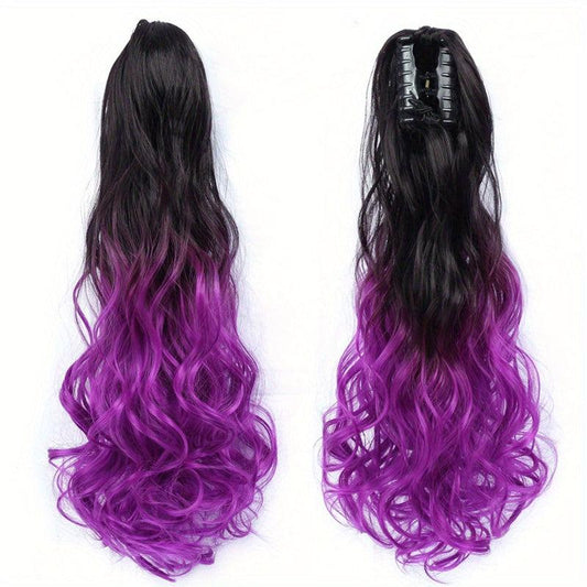 55 88 Cm Long Wavy Ponytail Extensions Synthetic Clip In Hair Extensions