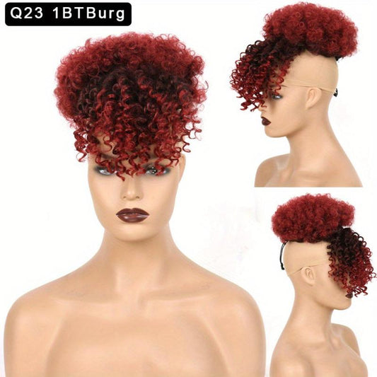 Synthetic Hair Hairpieces Afro High Puff Bun with Bangs