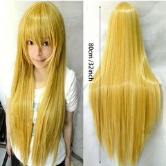 Colorful Straight Wig With Bangs Heat Resistant Costume Wig