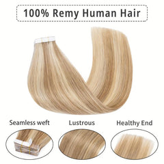 20pcs Blonde Tape In Hair Extensions Straight 100% Human Hair 50g/pack