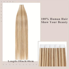 20pcs Blonde Tape In Hair Extensions Straight 100% Human Hair 50g/pack