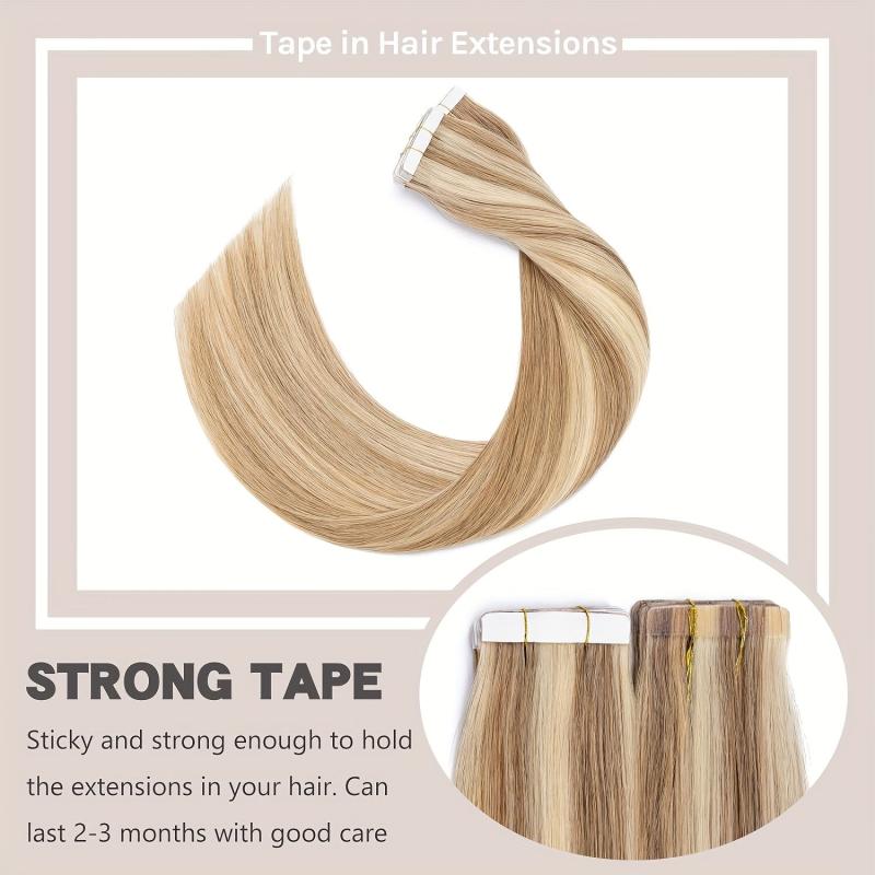 20pcs Blonde Tape In Hair Extensions Straight 100% Human Hair 50g/pack