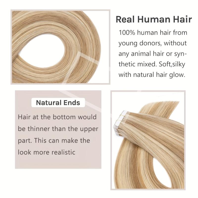 20pcs Blonde Tape In Hair Extensions Straight 100% Human Hair 50g/pack