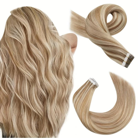 20pcs Blonde Tape In Hair Extensions Straight 100% Human Hair 50g/pack