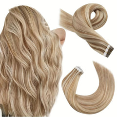 20pcs Blonde Tape In Hair Extensions Straight 100% Human Hair 50g/pack