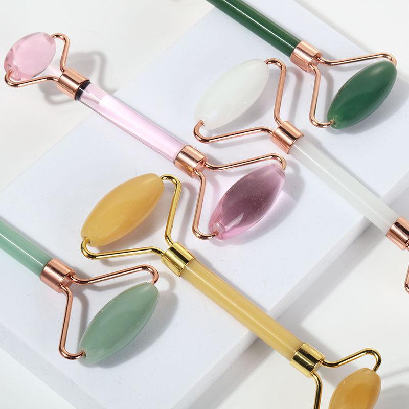 Jade Roller Massager for Face Neck Body - Smooth Fine Lines Wrinkles