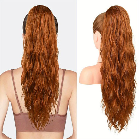 Long Wavy Curly Ponytail Extensions Synthetic Clip In Hair Extensions