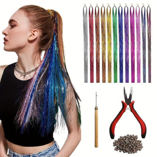 Y2K Tinsel Hair Extension Tulle Glitter Extensions Colorful Fairy Hair