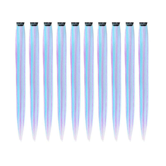 10 PCS Mixed Clip In Hair Extensions for Girls Women Cosplay Party