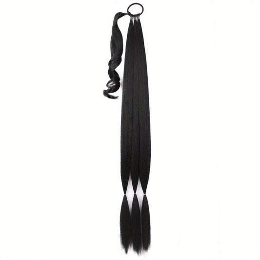 Long Braid Ponytail Extension Straight Wrap Synthetic Hairpiece