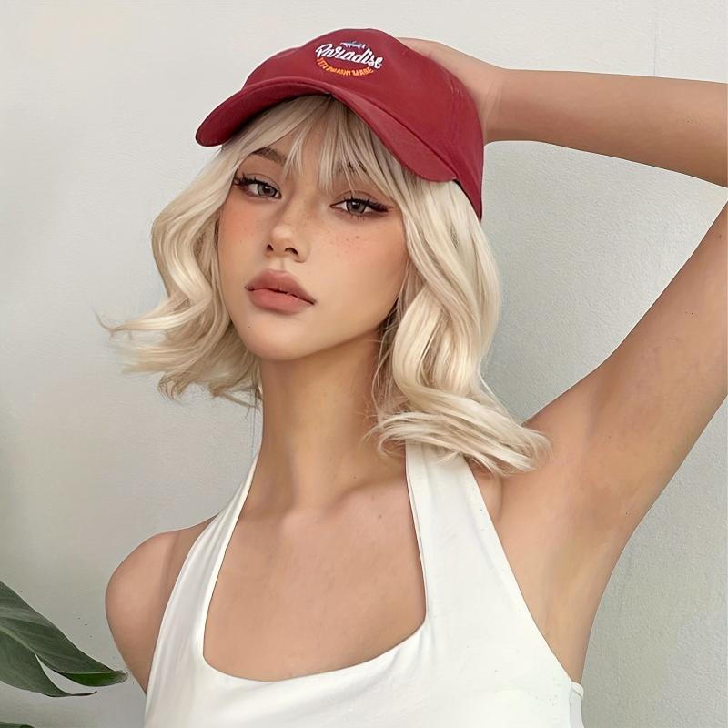 Short Curly Wavy Wigs With Bangs Heat Resistant Synthetic Hair