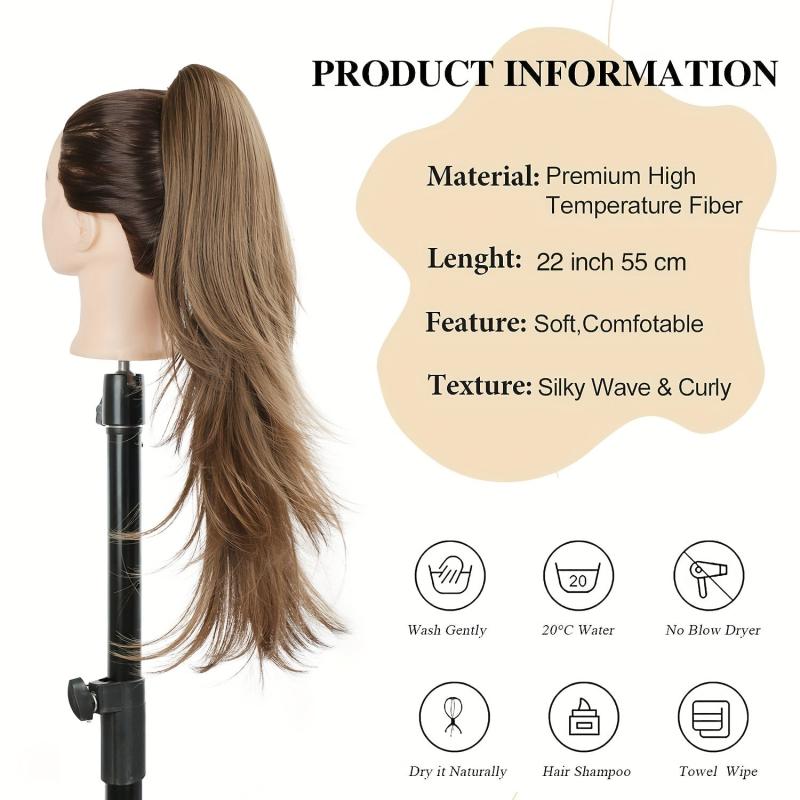 Long Curly Wavy Ponytail Extensions Synthetic Clip In Hair Extensions