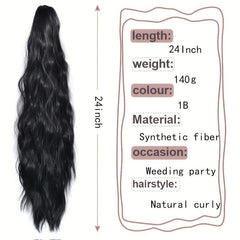 Long Water Wave Ponytail Extension Synthetic Hair for Women Girls